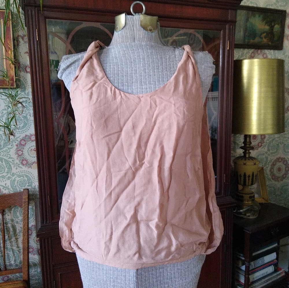 COMPTOIR DES CORONNIERS Tan Silk Sleeveless Blouse